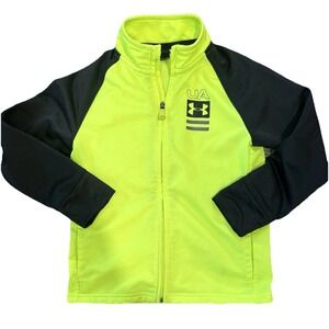 Under Armour‎ Little Boys' Element Warm-Up Jacket, Black-Neon Green, Size 5
